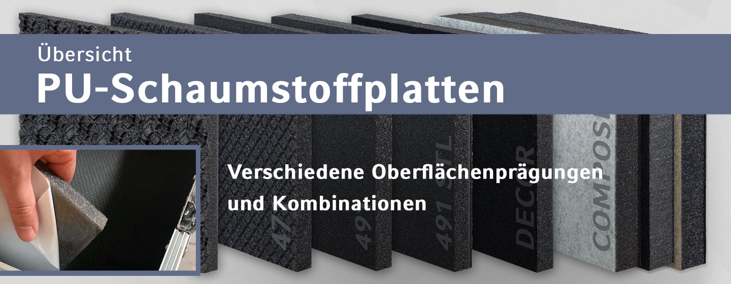 Übersicht aller verschiedener Schaumstoffplatten auf PU-Basis